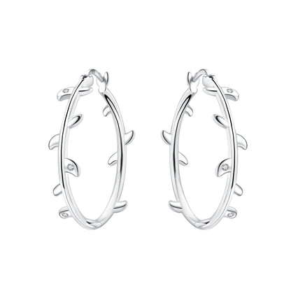 S925 Sterling Silver Iris Flower Hoop Earrings for Women