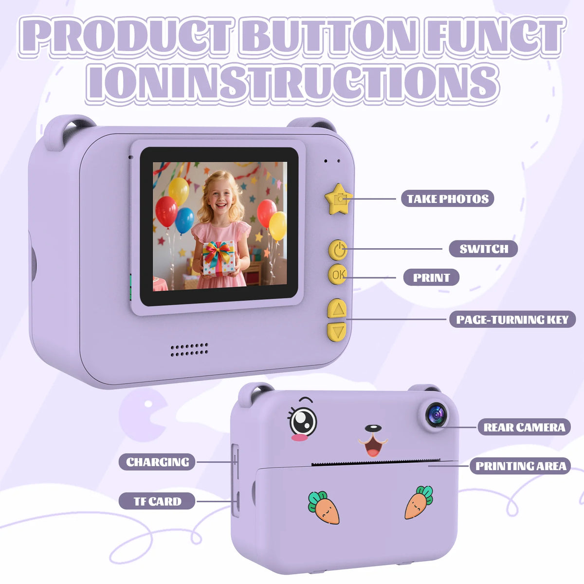 Children Digital Camera 1080P HD Dual Lens Toy