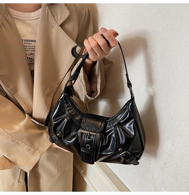 Y2K Retro Pleated Hobo Shoulder Bag for Women