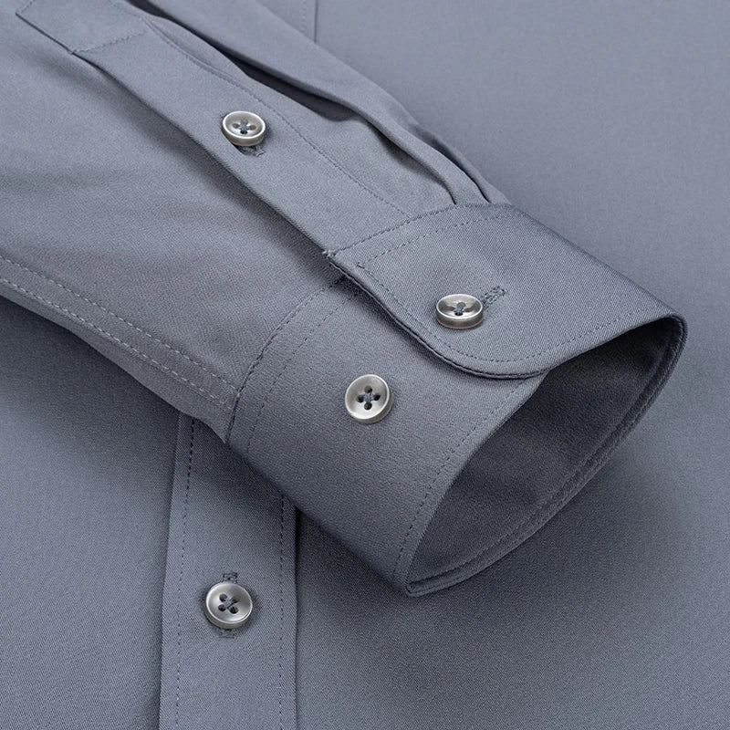 Men's Slim Fit Solid Color White Dress Shirt