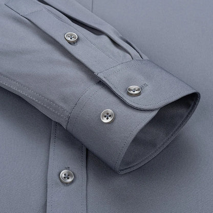 Men's Slim Fit Solid Color White Dress Shirt