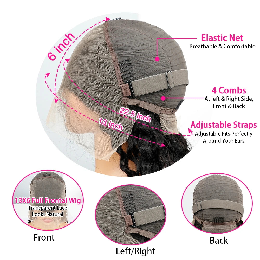 Chocolate Brown Body Wave Human Hair Wig 46 Inch