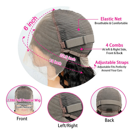 Chocolate Brown Body Wave Human Hair Wig 46 Inch