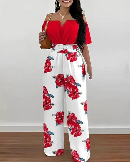 Elegant Off Shoulder Women's Jumpsuit Casual Polyester