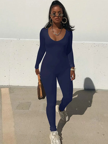 Dulzura Women Long Sleeve Bodycon Jumpsuit Overall