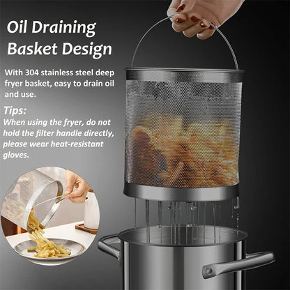 3L Stainless Steel Deep Fryer Pot with Lid and Basket
