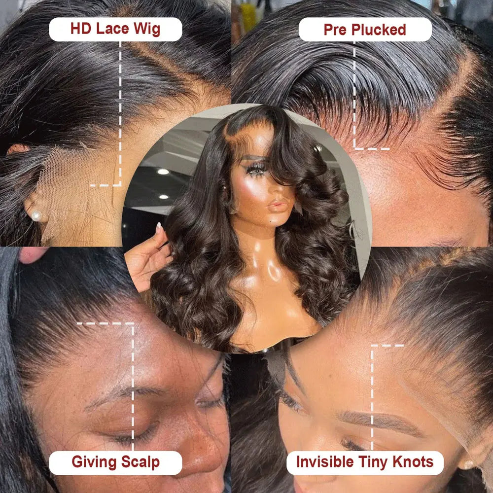 13x6 Lace Front Human Hair Wig Body Wave Black