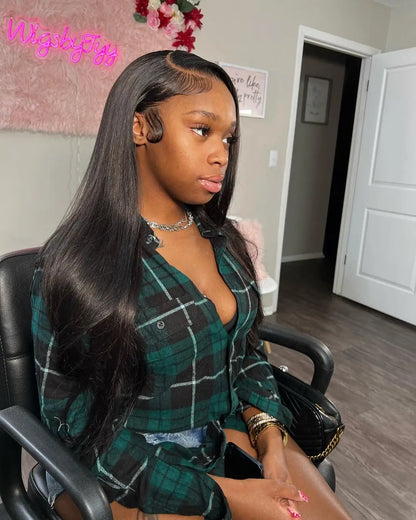 40 Inch Bone Straight Human Hair Wig Brazilian Lace Front Wig