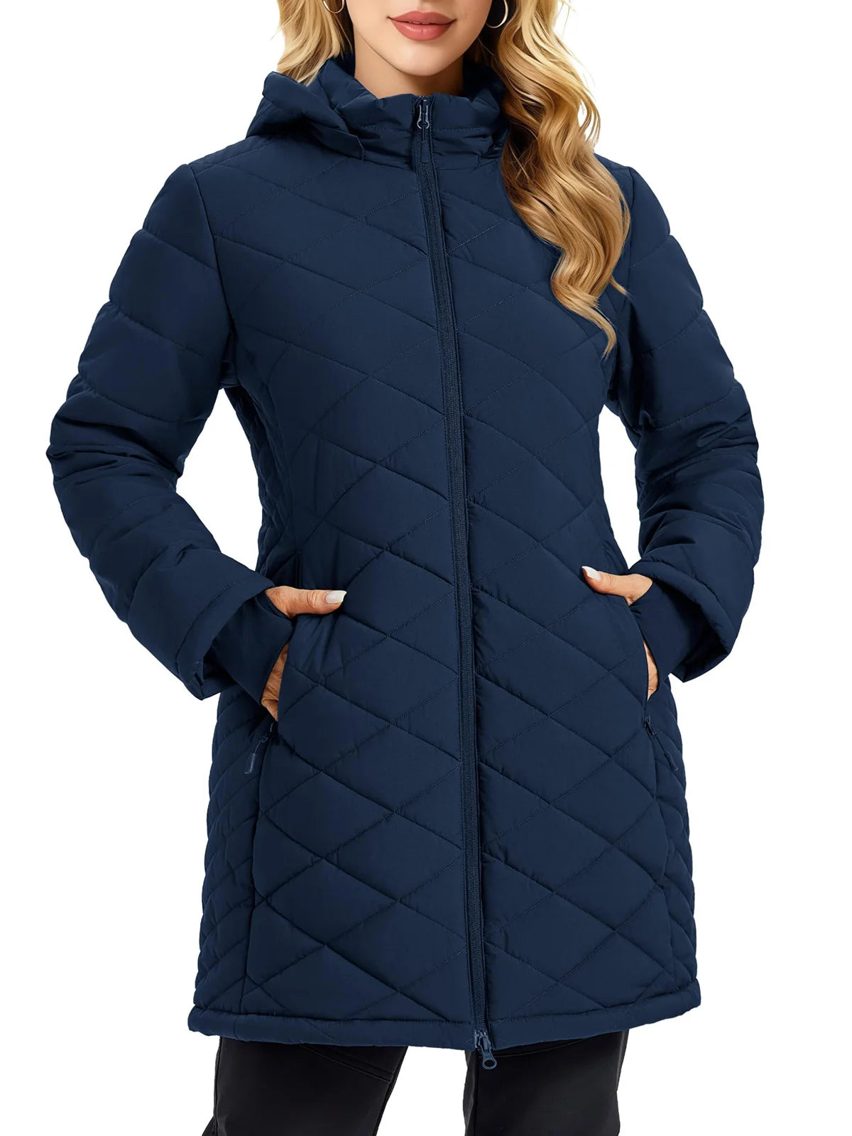 TACVASEN Womens Long Quilted Puffer Jacket Army Green