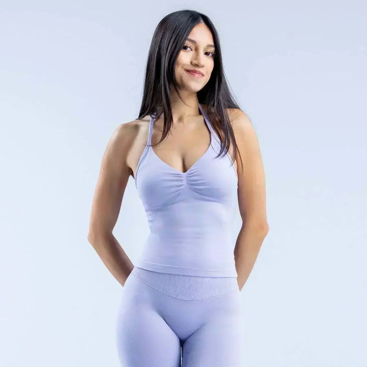 Seamless Lace-Up Bra and Shorts Yoga Set for Women