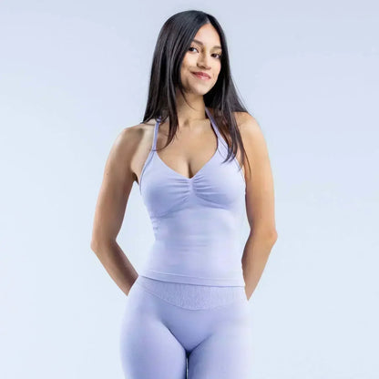 Seamless Lace-Up Bra and Shorts Yoga Set for Women