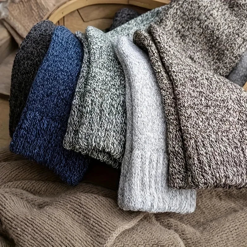 Men's Thick Warm Mid-Calf Socks, 3 Pairs Polyester