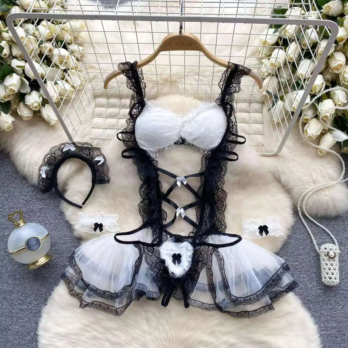Women Transparent Lace Up Halter Bodysuit Romper