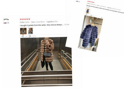 4in1 Women Fox Fur Coat Winter Outerwear