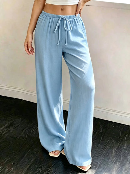 Women's Casual Solid-Color Wide-Leg Pants