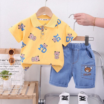 Boys Cartoon Bear T-Shirt and Shorts Set