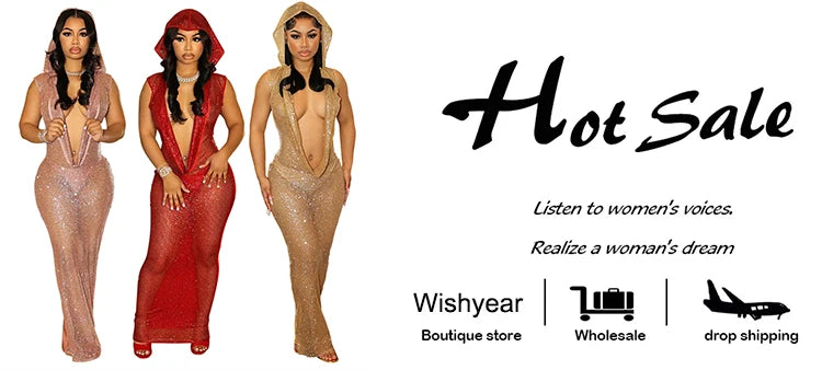 Luxury Red Hooded Dress for Women with Sequins