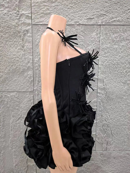 Black Strapless Bodycon Mini Dress for Women
