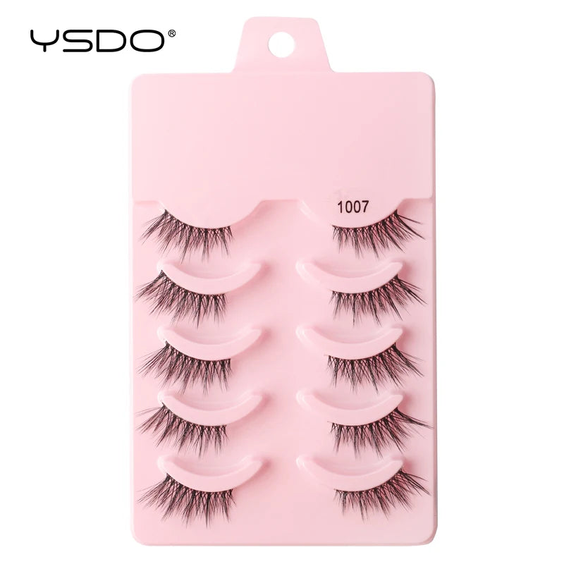 YSDO 5/10 Pairs Natural Soft Black Half Lashes