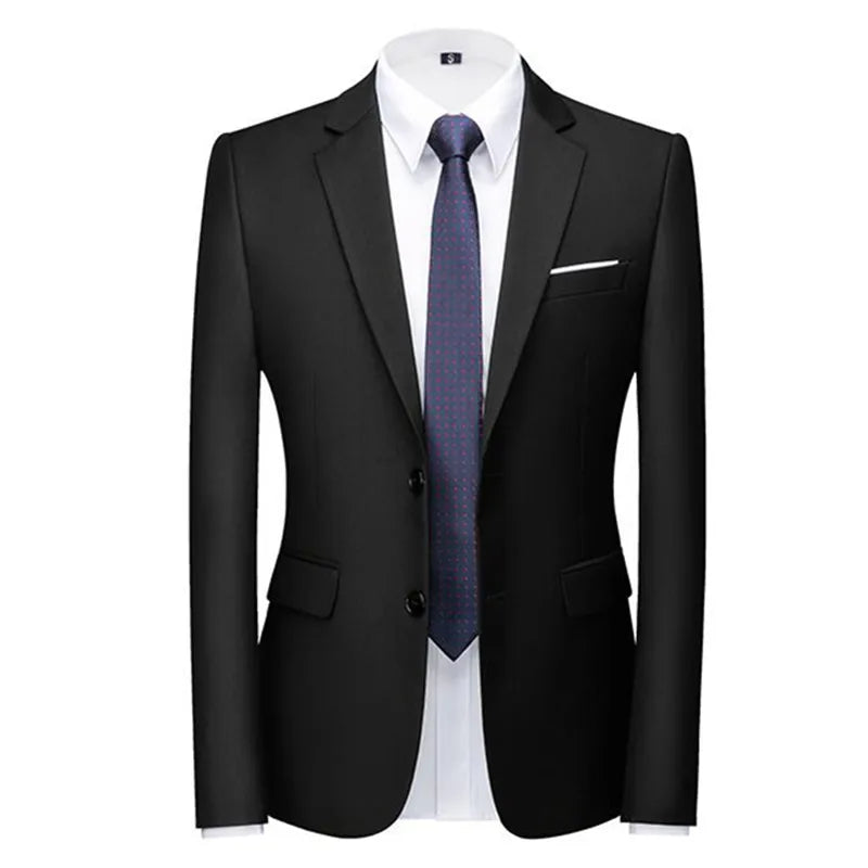 Men's Solid Color Formal Suit Jacket Slim Fit Blazer