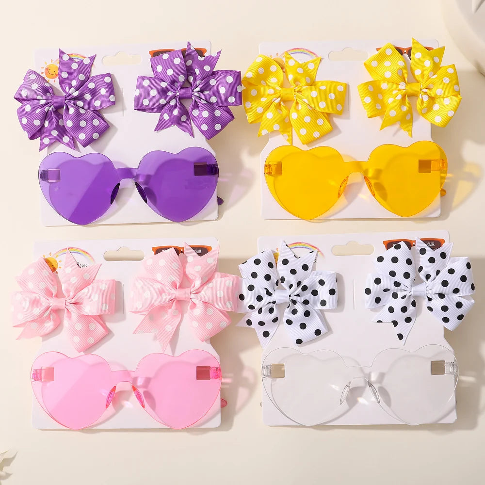 Solid Dot Hair Bows Clip for Baby Girls