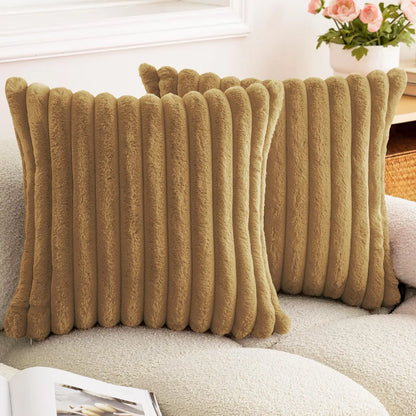 Faux Rabbit Fur Square Cushion Cover 40x40 45x45 Solid Color