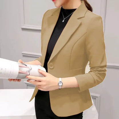 Black Women Slim Blazer Office Work Jacket