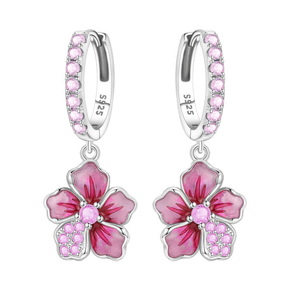 S925 Sterling Silver Iris Flower Hoop Earrings for Women