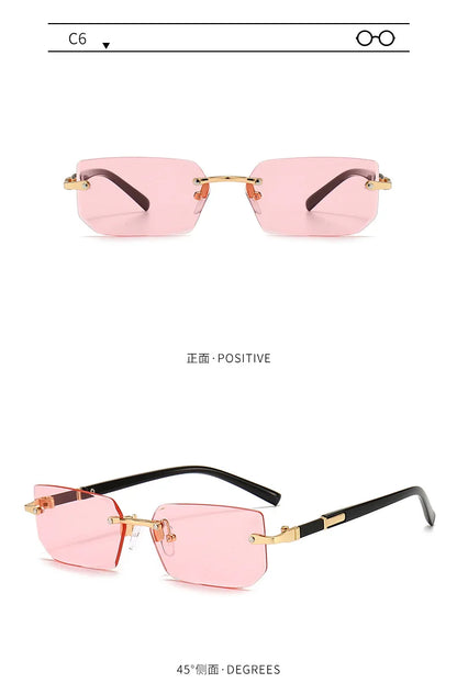 Rimless Rectangle Sunglasses for Women and Men
