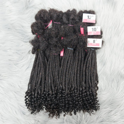 Natural Human Hair Dreadlock Extensions 8-12 Inch Curly Ends