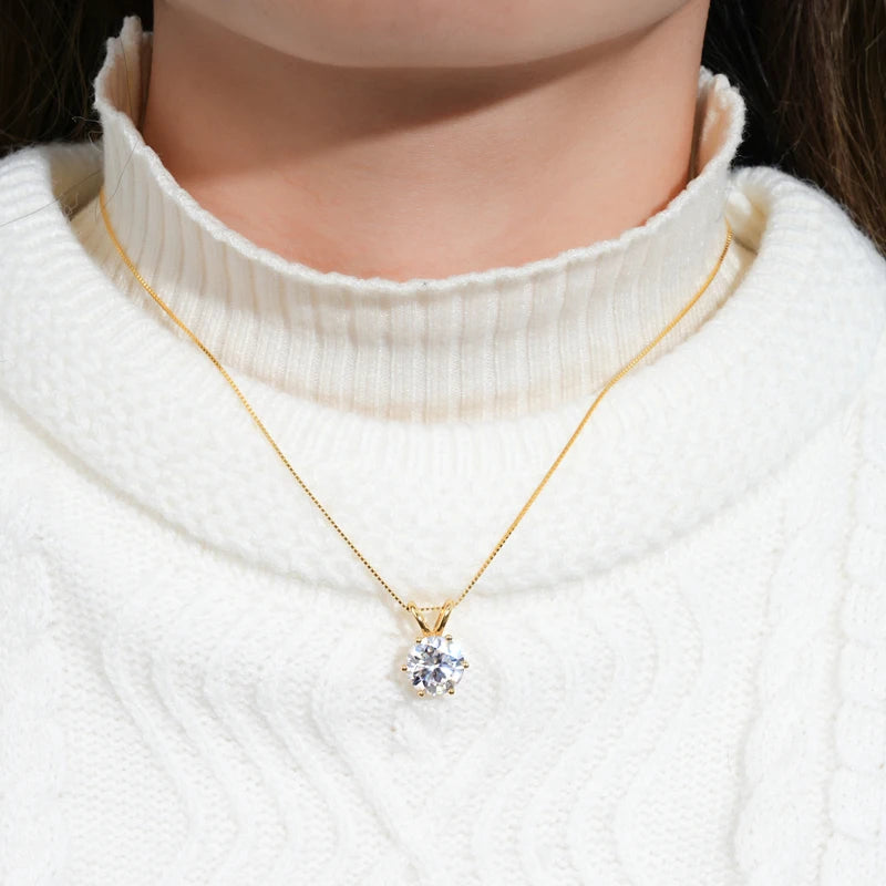 Moissanite Pendant Necklace 925 Sterling Silver Women