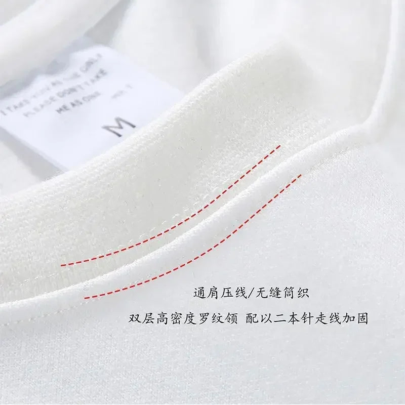 Black White Cotton T-Shirt Heavy-Duty Short Sleeves