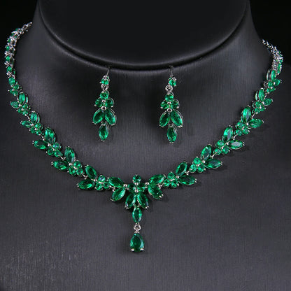 Emmaya Jewelry Set for Women Cubic Zirconia Earrings and Necklace