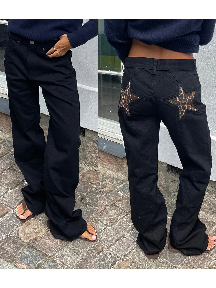 Women's Vintage Star Pattern Loose Denim Jeans