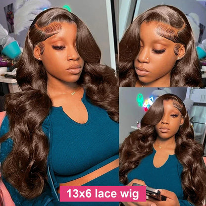 Body Wave Wig 46 Inches Chocolate Brown Remy Hair