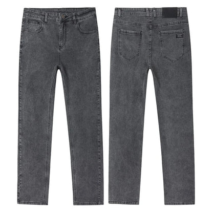 Men's Slim Denim Jeans Casual Elastic Trousers Black Gray