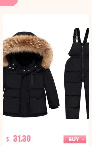 Children's Hooded Parka Down Jacket with Dinosaur Design