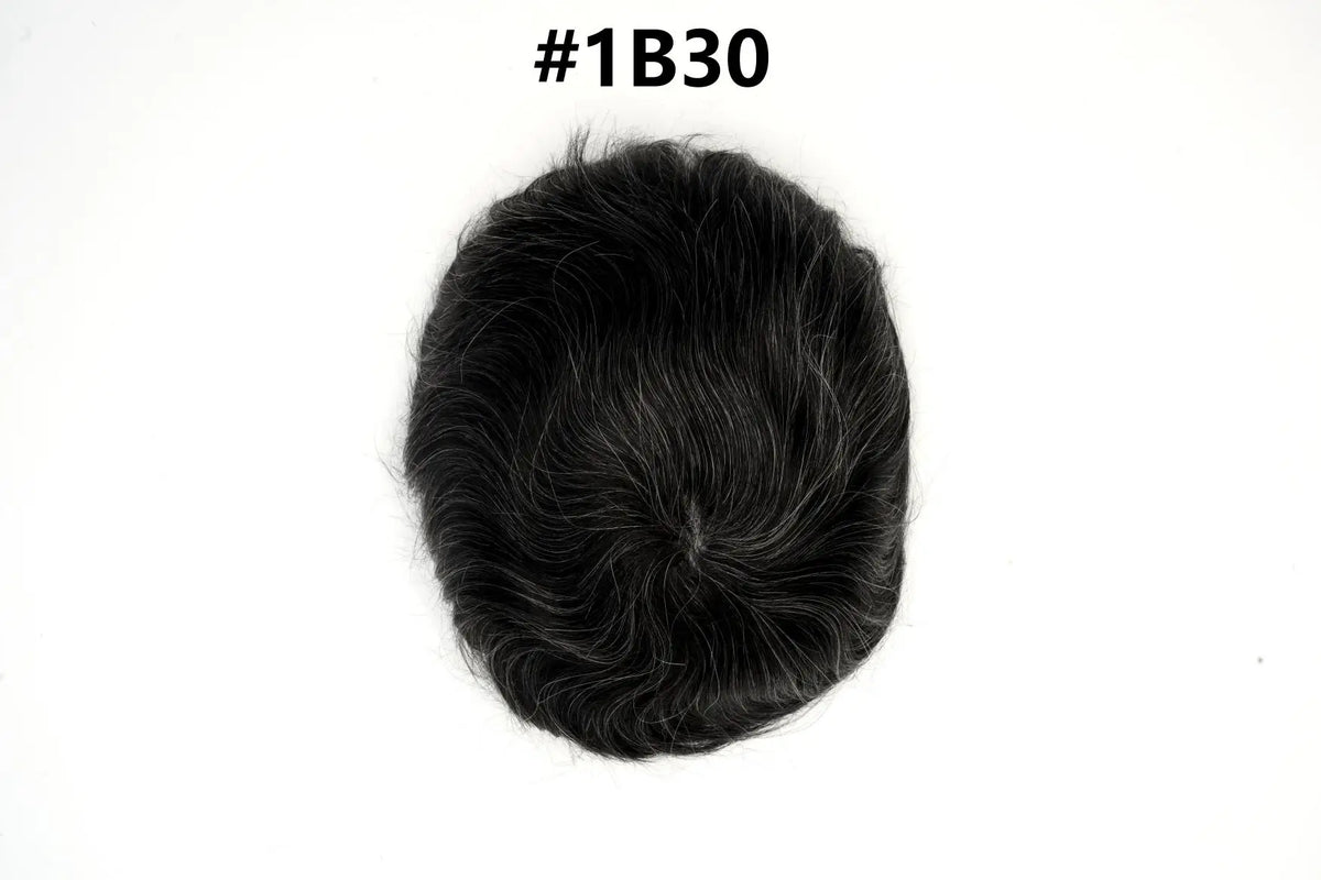 V Loop Silk Base Wavy Toupee for Men 8x10