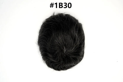 V Loop Silk Base Wavy Toupee for Men 8x10