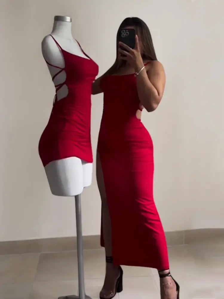 Summer Halter Strap Sheath Dress in Polyester