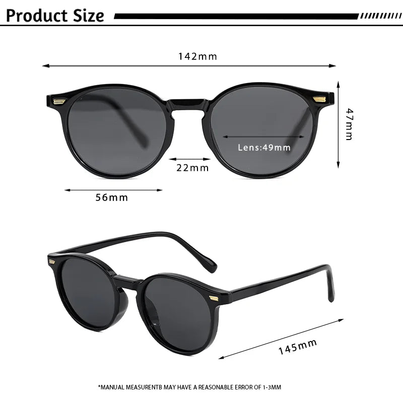 HBK Fashion Sunglasses Men Round TR90 Frame UV400