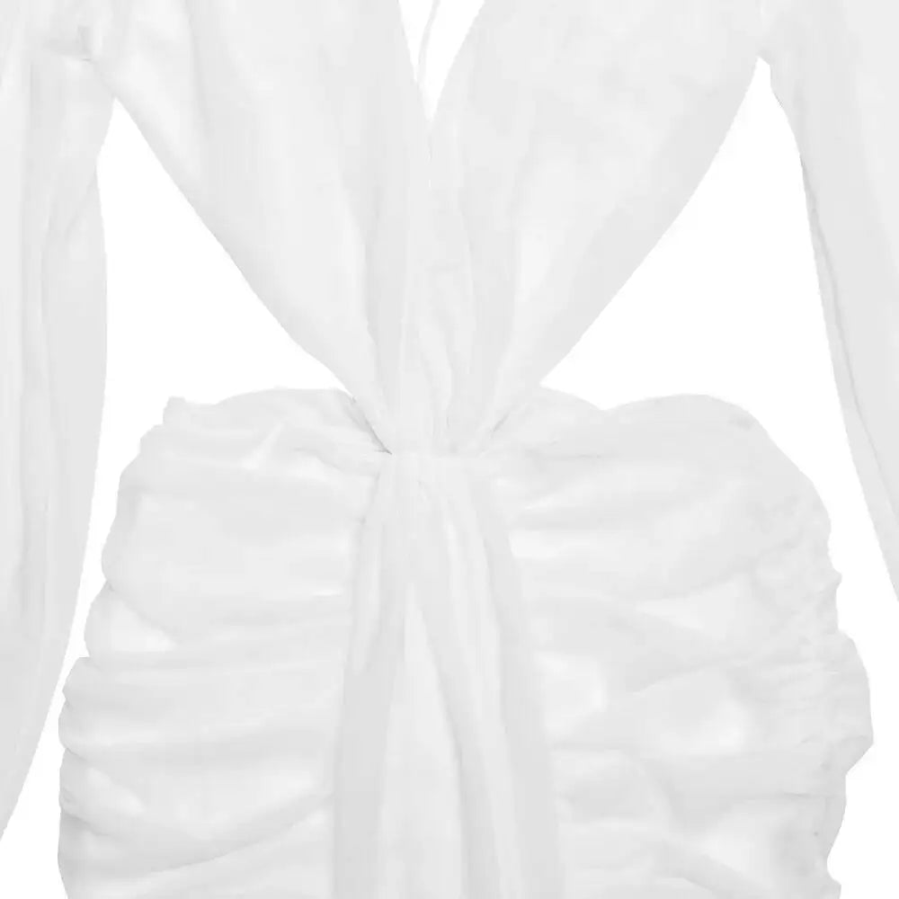 Deep V Hollow Backless Chiffon Maxi Party Dress