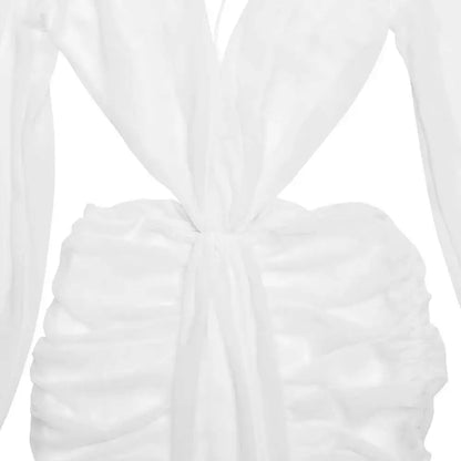 Deep V Hollow Backless Chiffon Maxi Party Dress