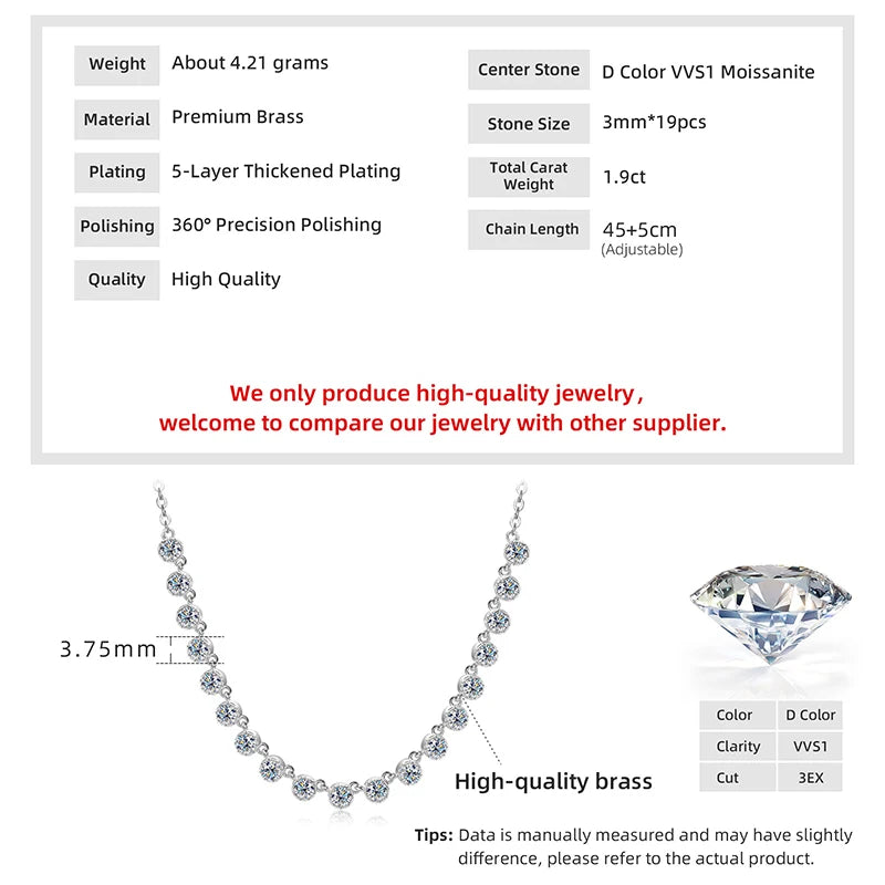 Moissanite Bubble-Style Necklace 3mm D VVS1 14K Gold Filled