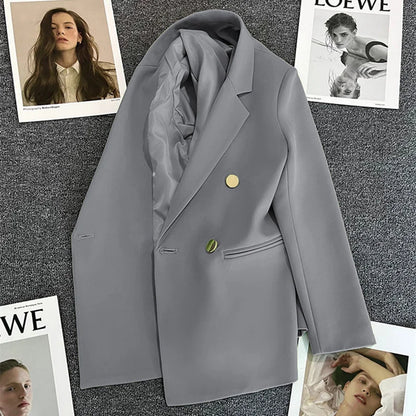 Women Double-Breasted Blazer Casual Suit Jacket
