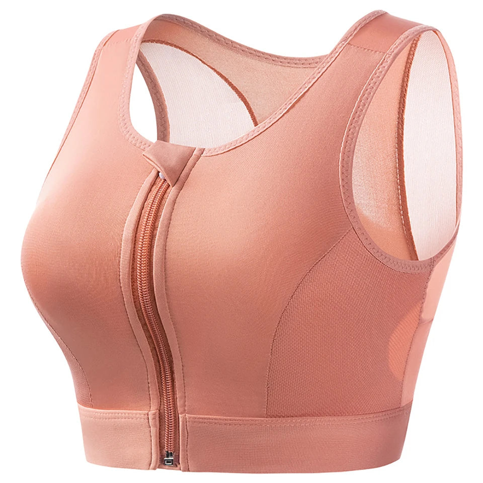Plus Size Padded Front Closure Sports Bra for Women