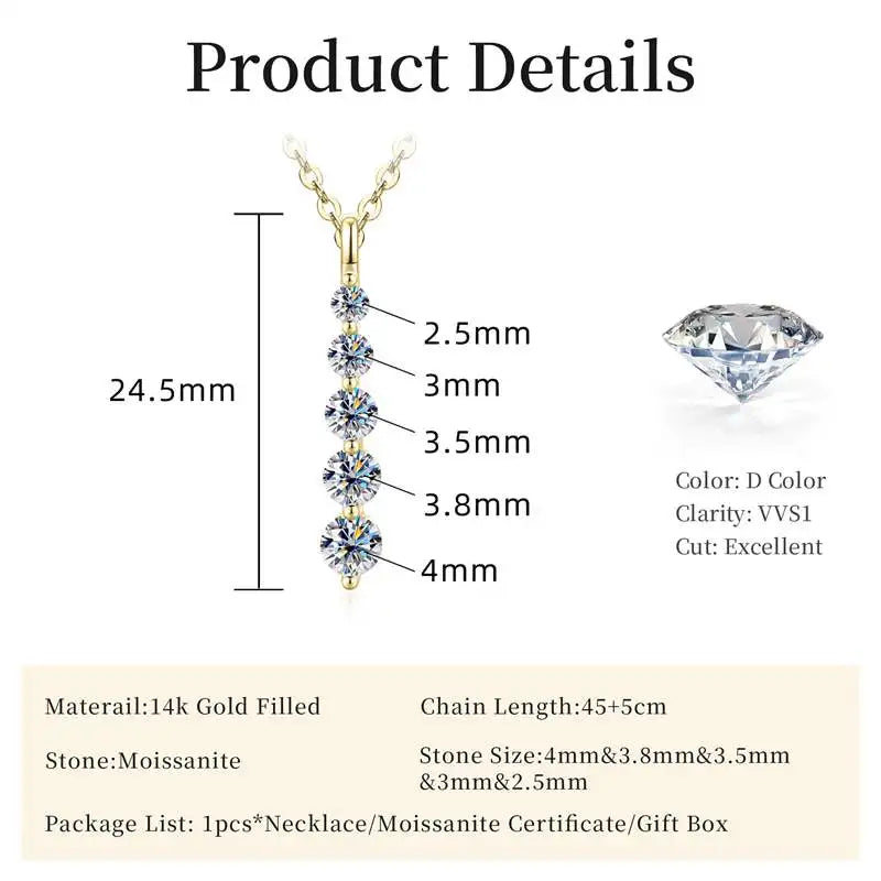 Brilliant Moissanite Pendant Necklace 14K Gold Filled