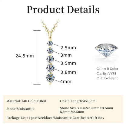 Brilliant Moissanite Pendant Necklace 14K Gold Filled