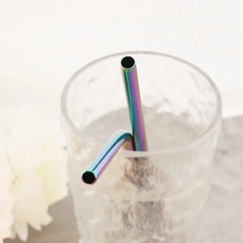 Colorful Metal Drinking Straws Set Stainless Steel