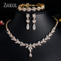 ZAKOL Brilliant Zirconia Leaf Jewelry Set for Women